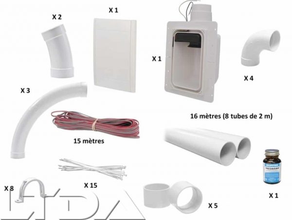 * Kit d'installation RETRAFLEX 9.15 mètres sans jeu d'accessoires.