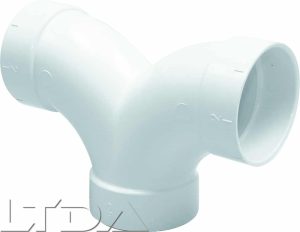 Dérivation double. 2 sorties à 90° grand rayon. blanche FFF