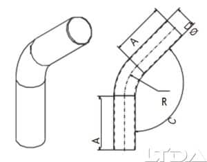 Coude acier 45° diam 102mm