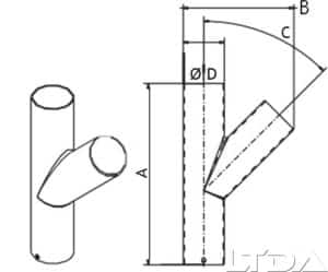 Dérivation acier 45° diam 63mm /63mm / 63mm